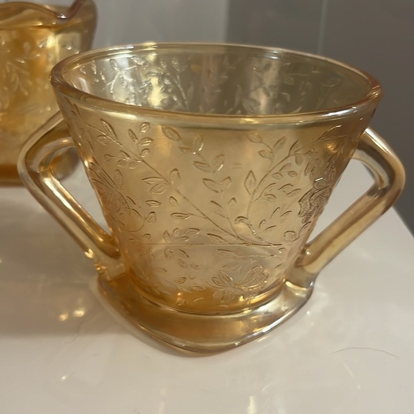 Vintage Peach carnival glass cream and sugar set - Picture 6 of 8